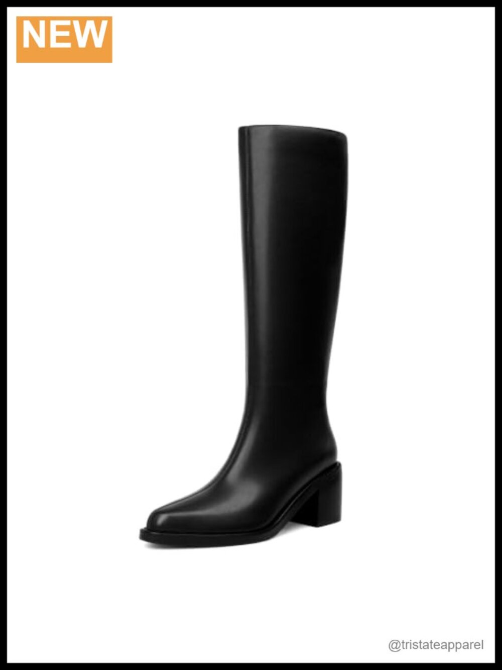 Knee High Boots Women Pointed Toe Chunky Block Heel Faux Leather Tall Boots Zip